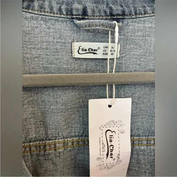 NWT Western Fringed Denim Jacket Women XL Country Rodeo Cowgirl Button Front - Picture 3 of 6